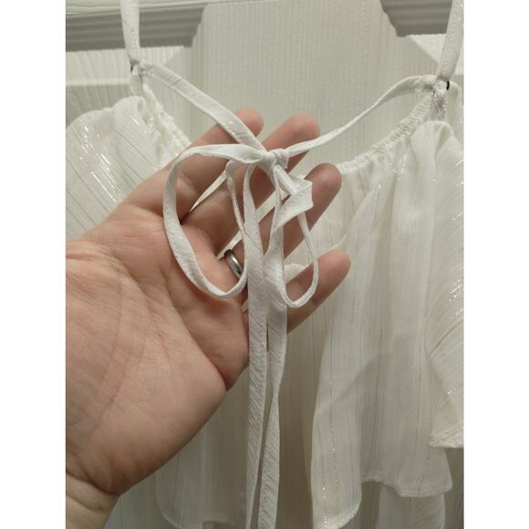 Victoria's Secret NWT Size Large White Metallic Thin Strap Ruffle Nightie Top - Picture 5 of 9